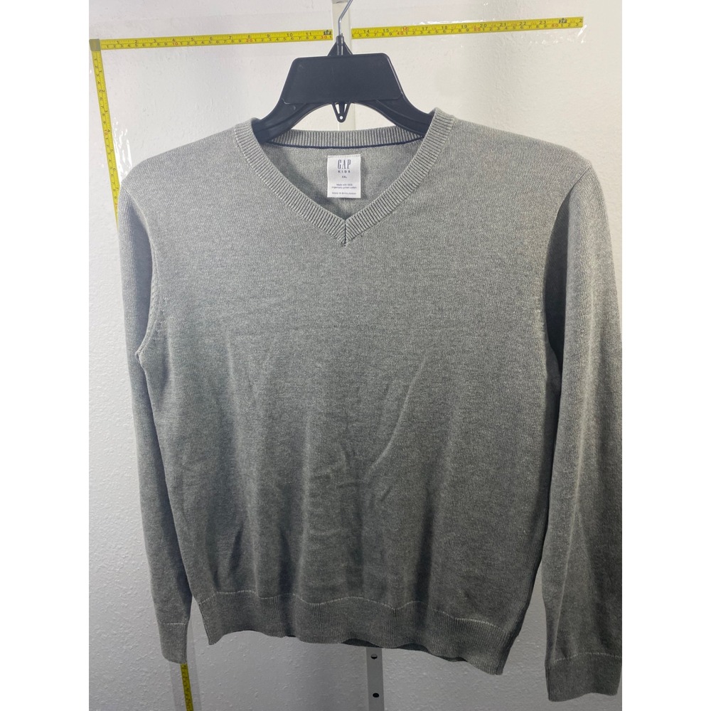 Gap Kids Gray V-Neck Sweater Organic Cotton XXL Boys Knit Pullover